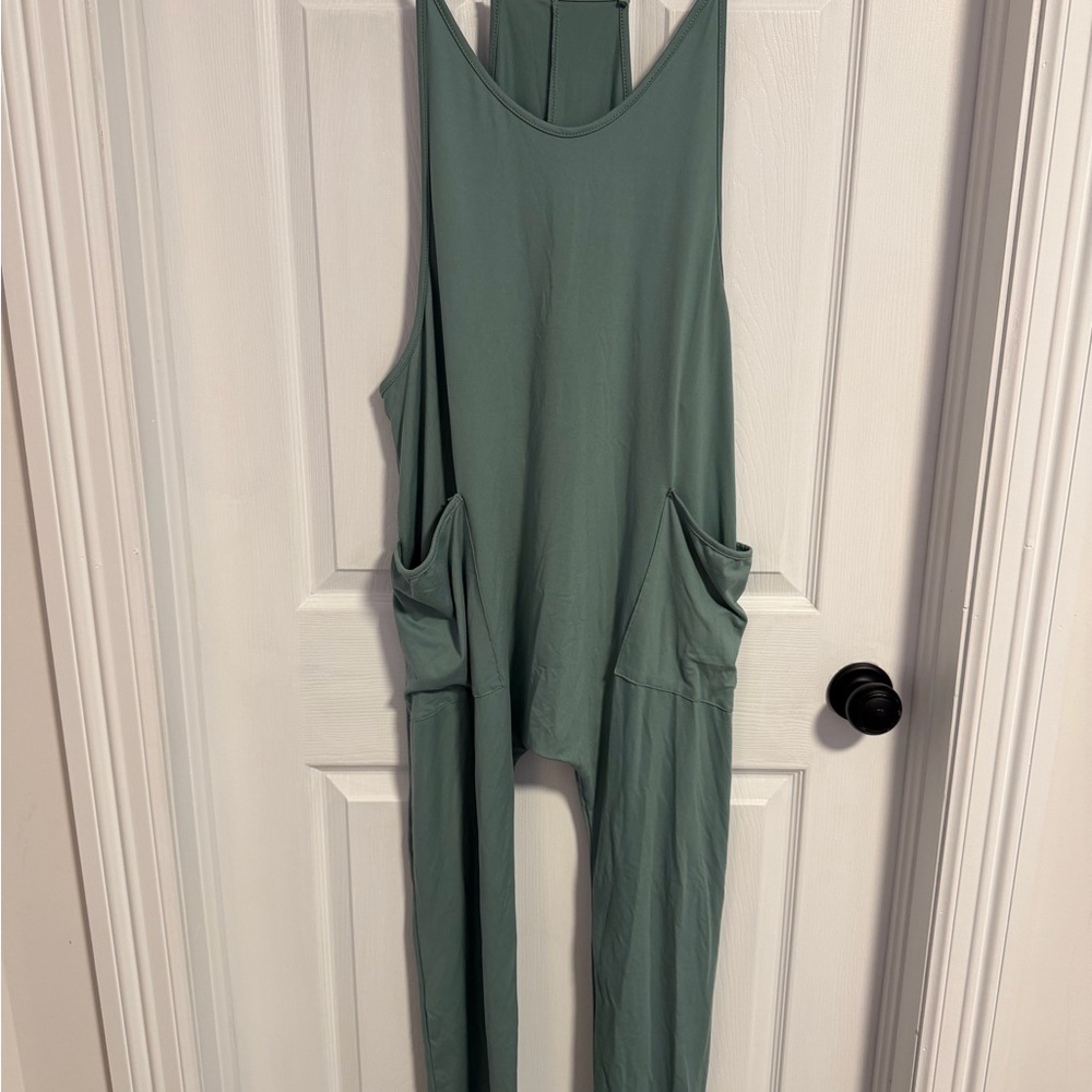 Relaxed Sage Green Jumpsuit with Pockets
